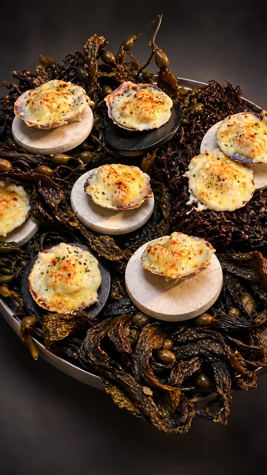 Scallops gratinated in their shells
